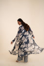 An Indigo Blue Floral Print Jacket Set