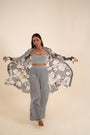 An Indigo Blue Floral Print Jacket Set