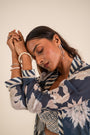 An Indigo Blue Floral Print Jacket Set