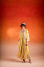 A Floral Printed A-Line Maxi Dress Paired With Handcrafted Jacket