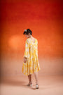 A Corn Yellow Floral Printed Deep V Neck Dress