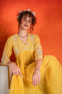 A Corn Yellow Anarkali Outfit Made From Chanderi Fabric