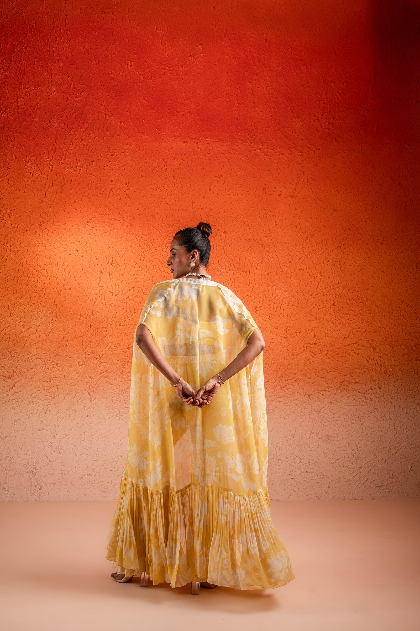 A Corn Yellow Printed Jacket Set