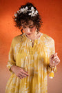 A Corn Yellow Printed Chiffon Kurta Set