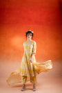 A Corn Yellow Floral Printed Paneled Kurta Set