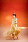 A Corn Yellow Floral Printed Paneled Kurta Set