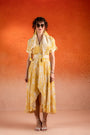 A Corn Yellow Printed Asymmetrical Dress
