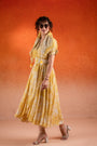 A Corn Yellow Printed Asymmetrical Dress