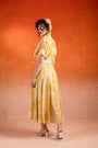A Corn Yellow Printed Asymmetrical Dress