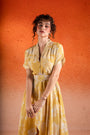 A Corn Yellow Printed Asymmetrical Dress