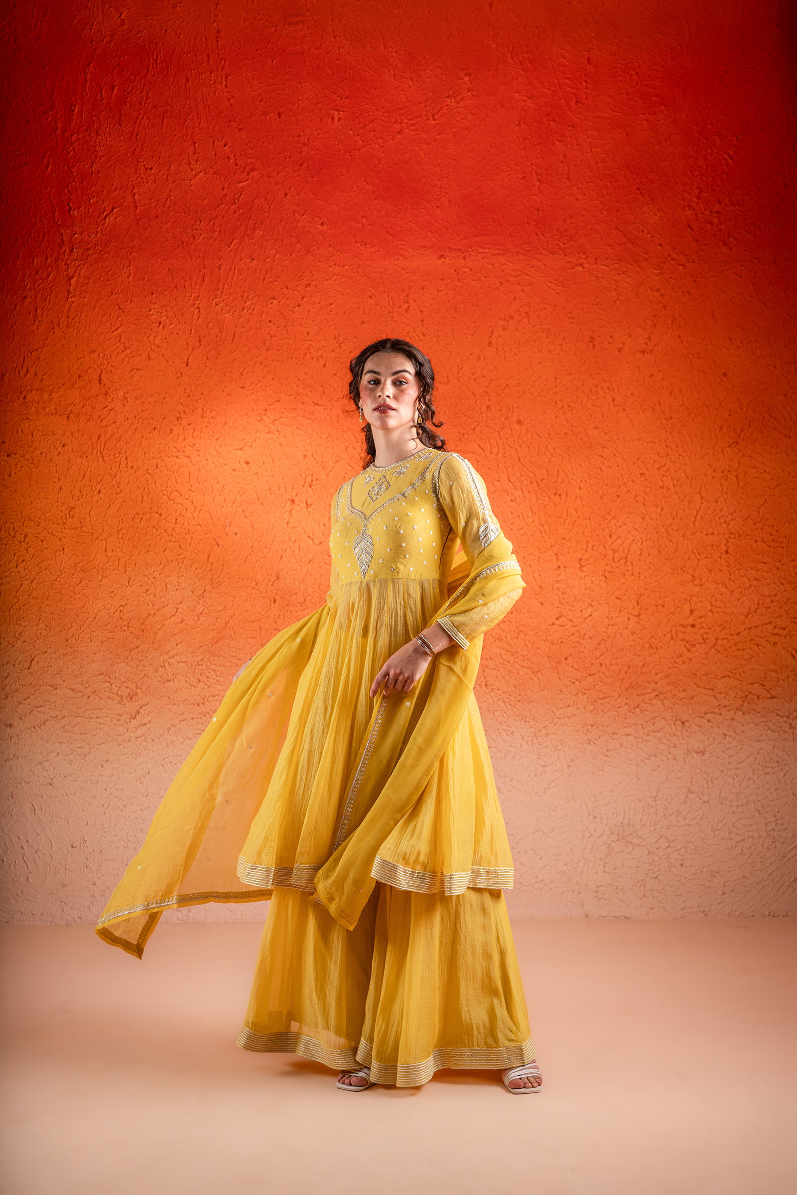 A Corn Yellow Anarkali Set