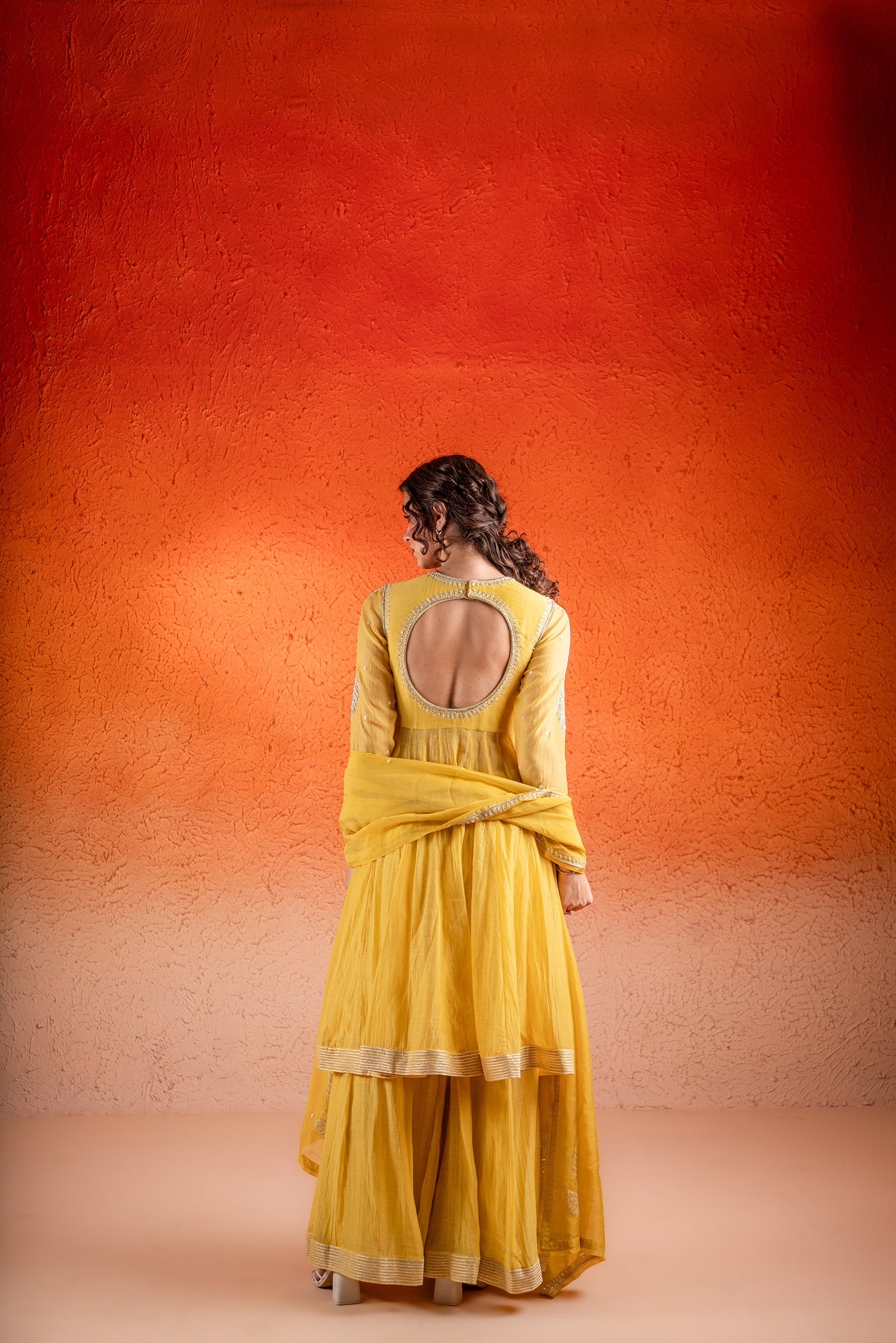 A Corn Yellow Anarkali Set