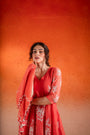 A Georgia Peach Color Anarkali Set
