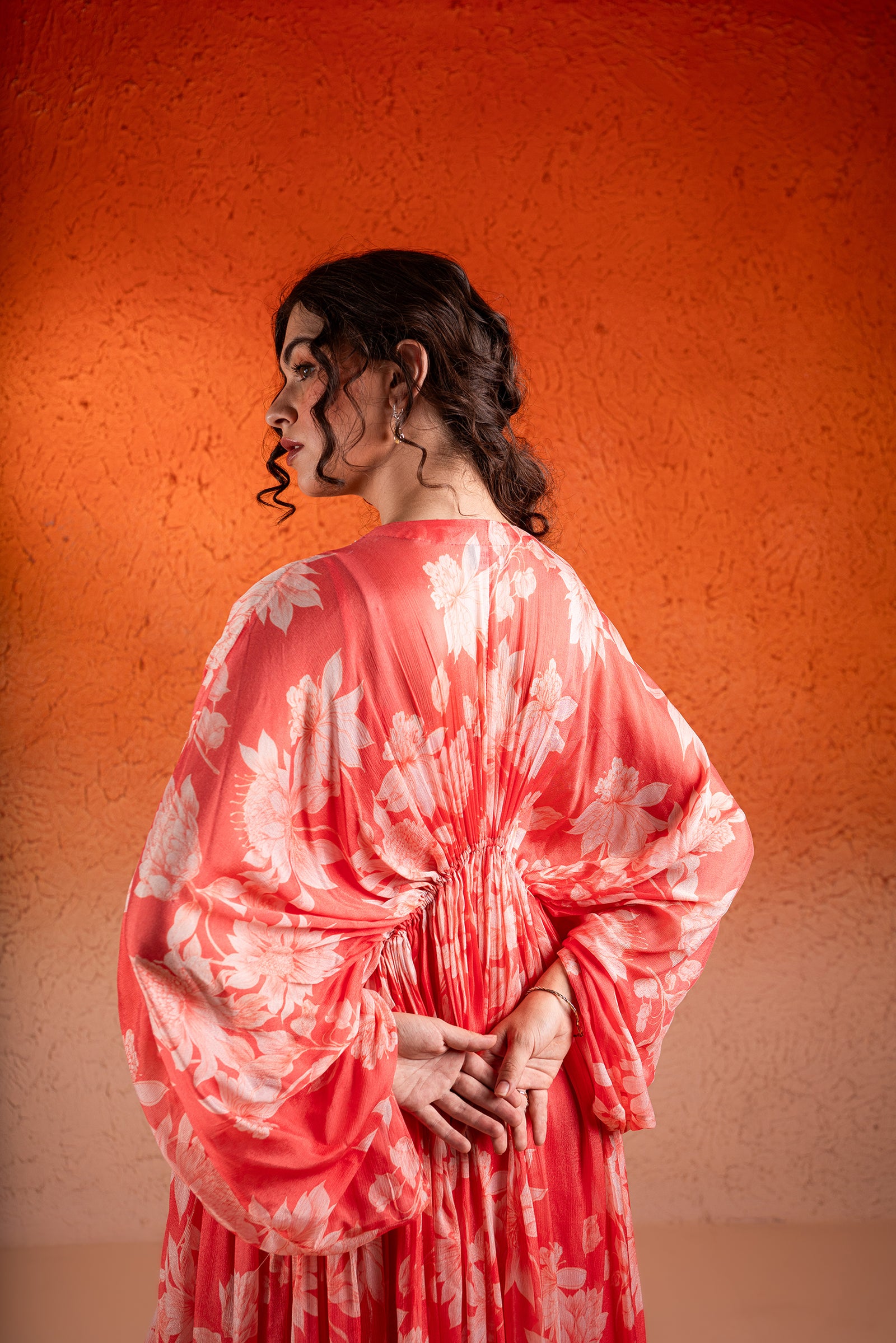 Georgia Peach Printed Tie-Up Kaftan Set