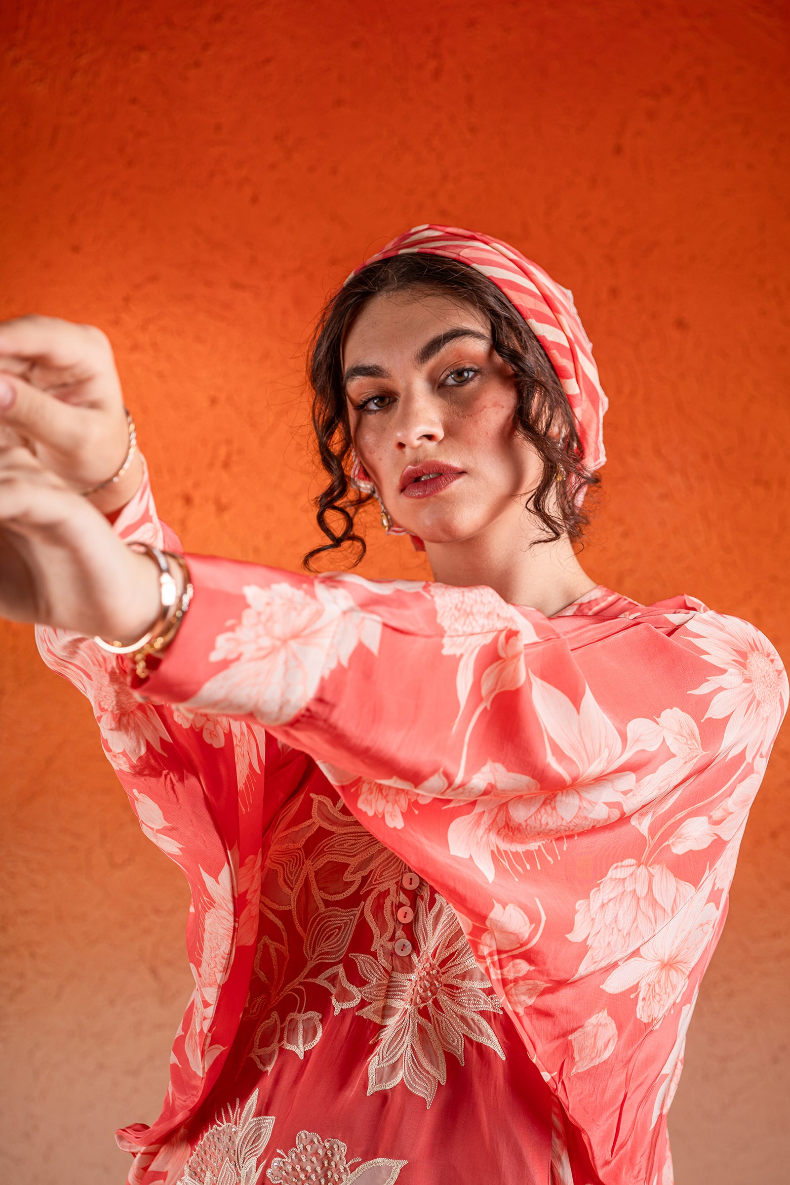 A Georgia Peach Floral Printed Co-Ord Set