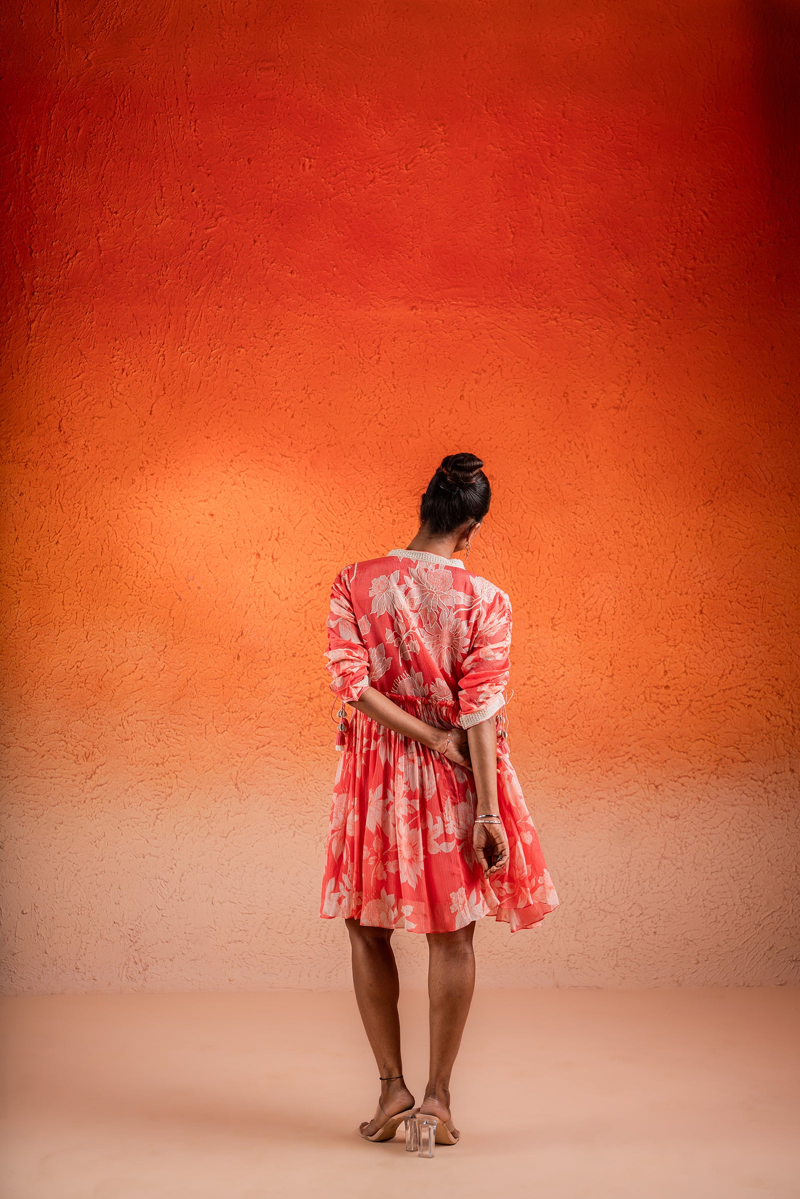 A Georgia Peach V Neck Dress