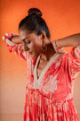 A Georgia Peach V Neck Dress