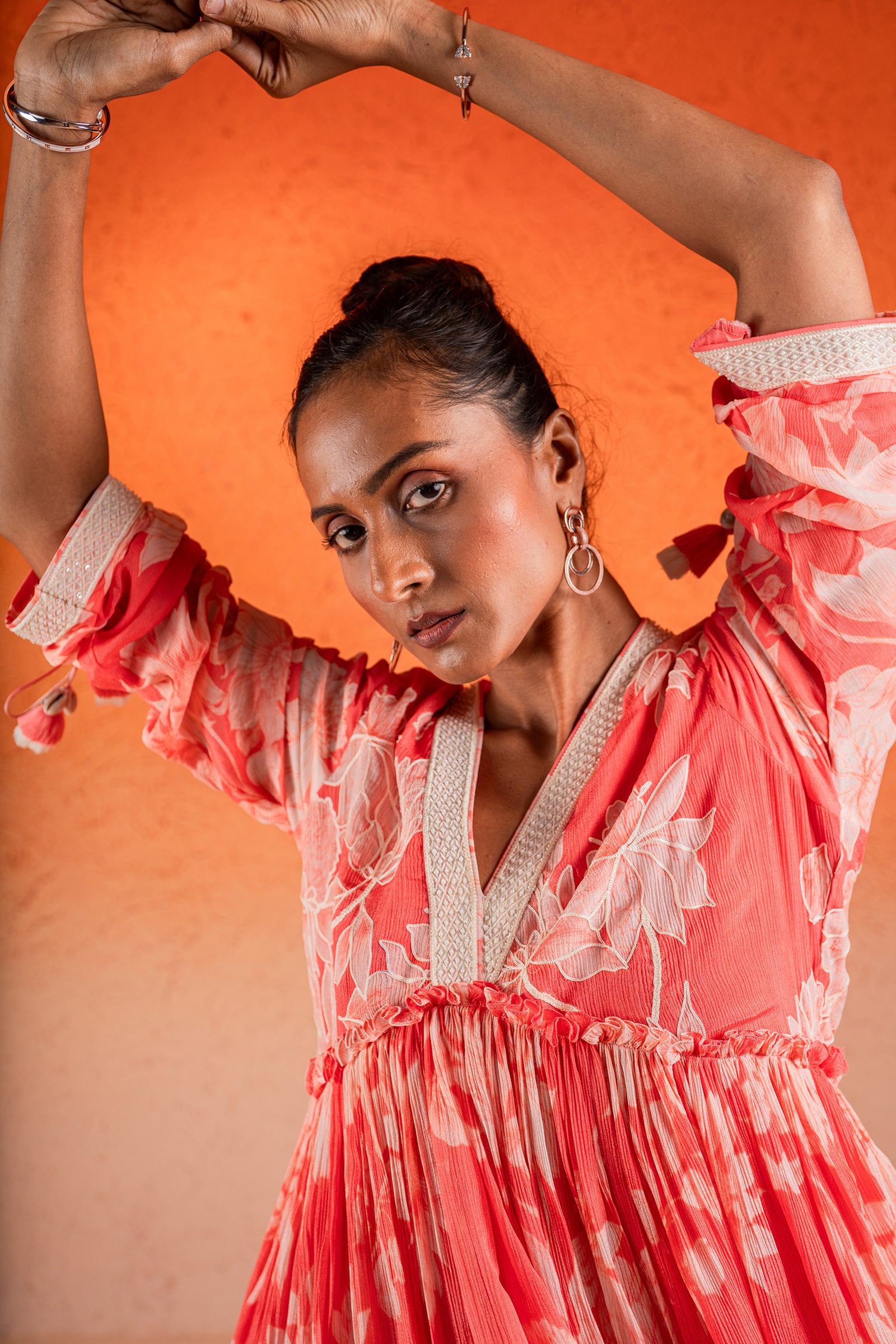 A Georgia Peach V Neck Dress