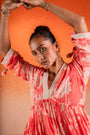 A Georgia Peach V Neck Dress