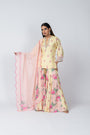 Embroidered Sleeves Silk Shabana Set with Sharara