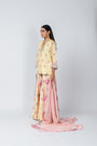 Embroidered Sleeves Silk Shabana Set with Sharara