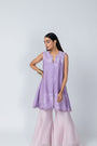Lilac Floral Tunic & Shimmering Sharara Set