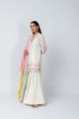 Natural Linen Kurta with Jacquard Sharara