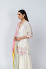Natural Linen Kurta with Jacquard Sharara
