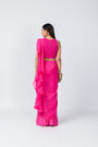 Hot Pink Organza Halter Neck schiffli embroidery Top & Sharara Set