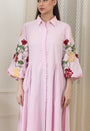 Blush Pink Shirt Dress In Breathable Poplin