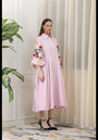 Blush Pink Shirt Dress In Breathable Poplin