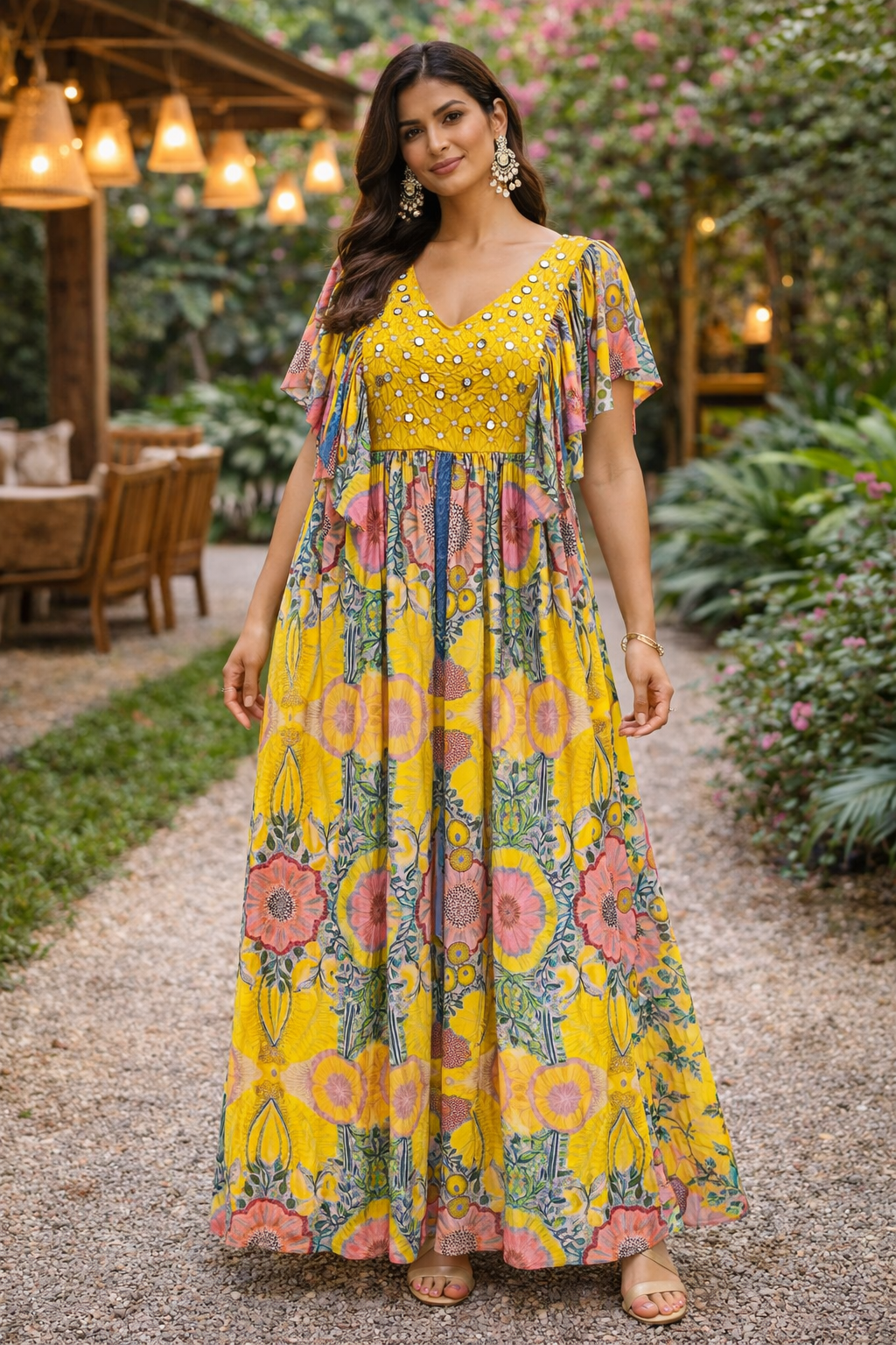 Floral V-Neck Maxi Dress