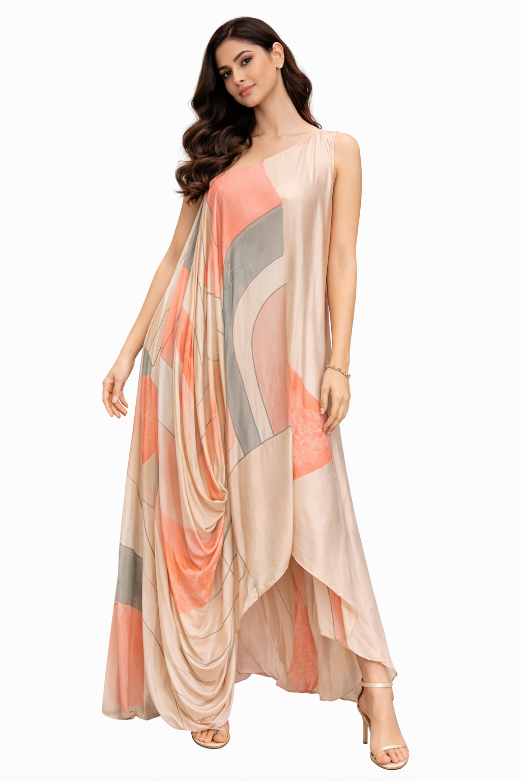 Asymmetric One-Shoulder Draped Dress