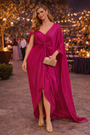 One-Shoulder Cape Style Party Dress