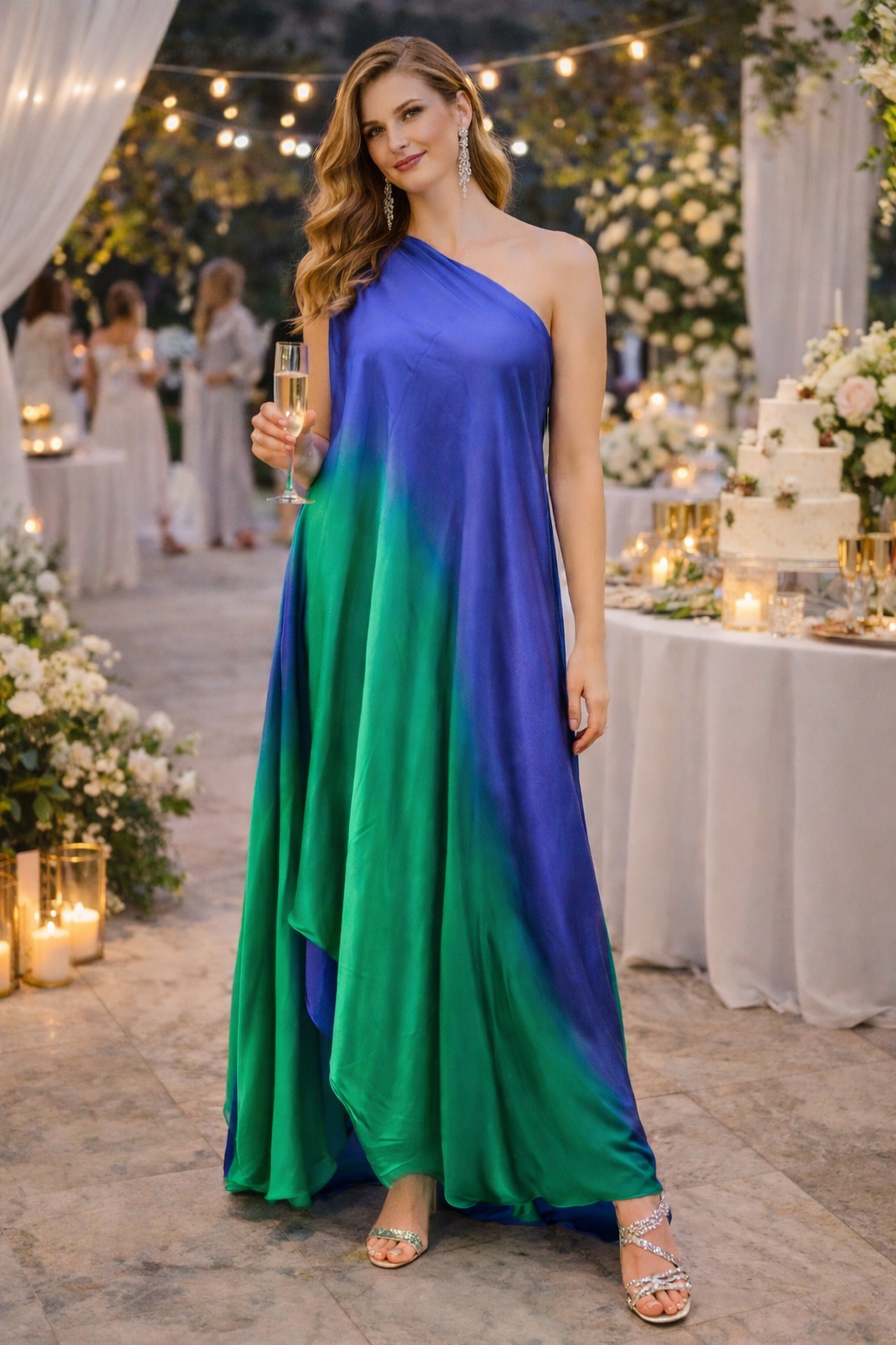 One-Shoulder Ombre Party Dress