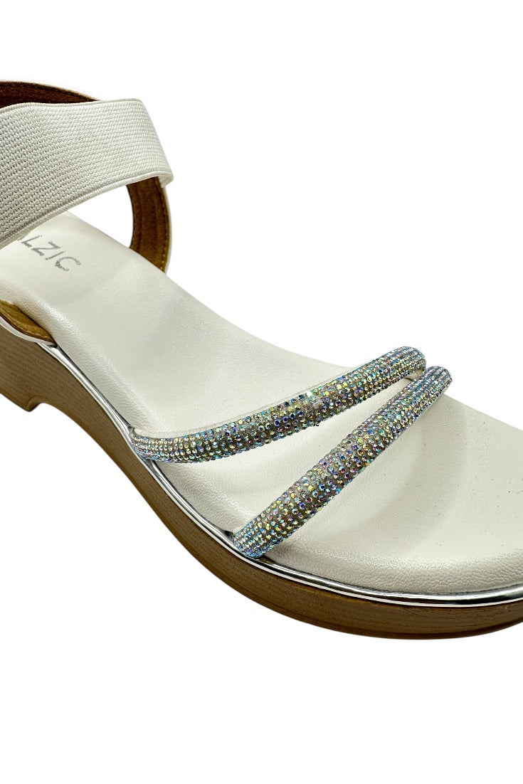 Women Slingback Sandals with Rhinestone Embellished Straps