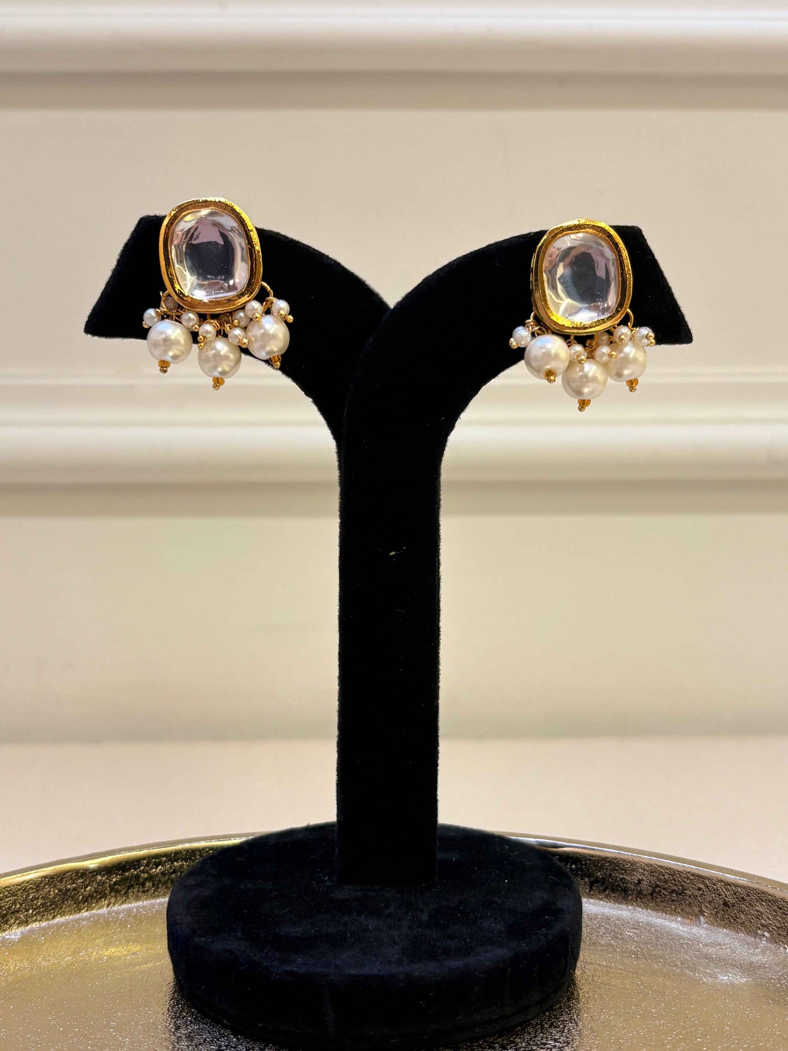 Classic Kundan Studs with Pearl Drops