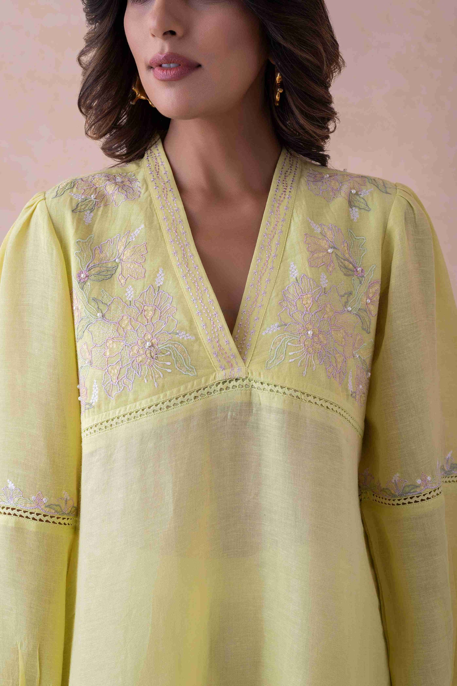 Elegant Linen & Cotton with Intricate Machine & Handwork