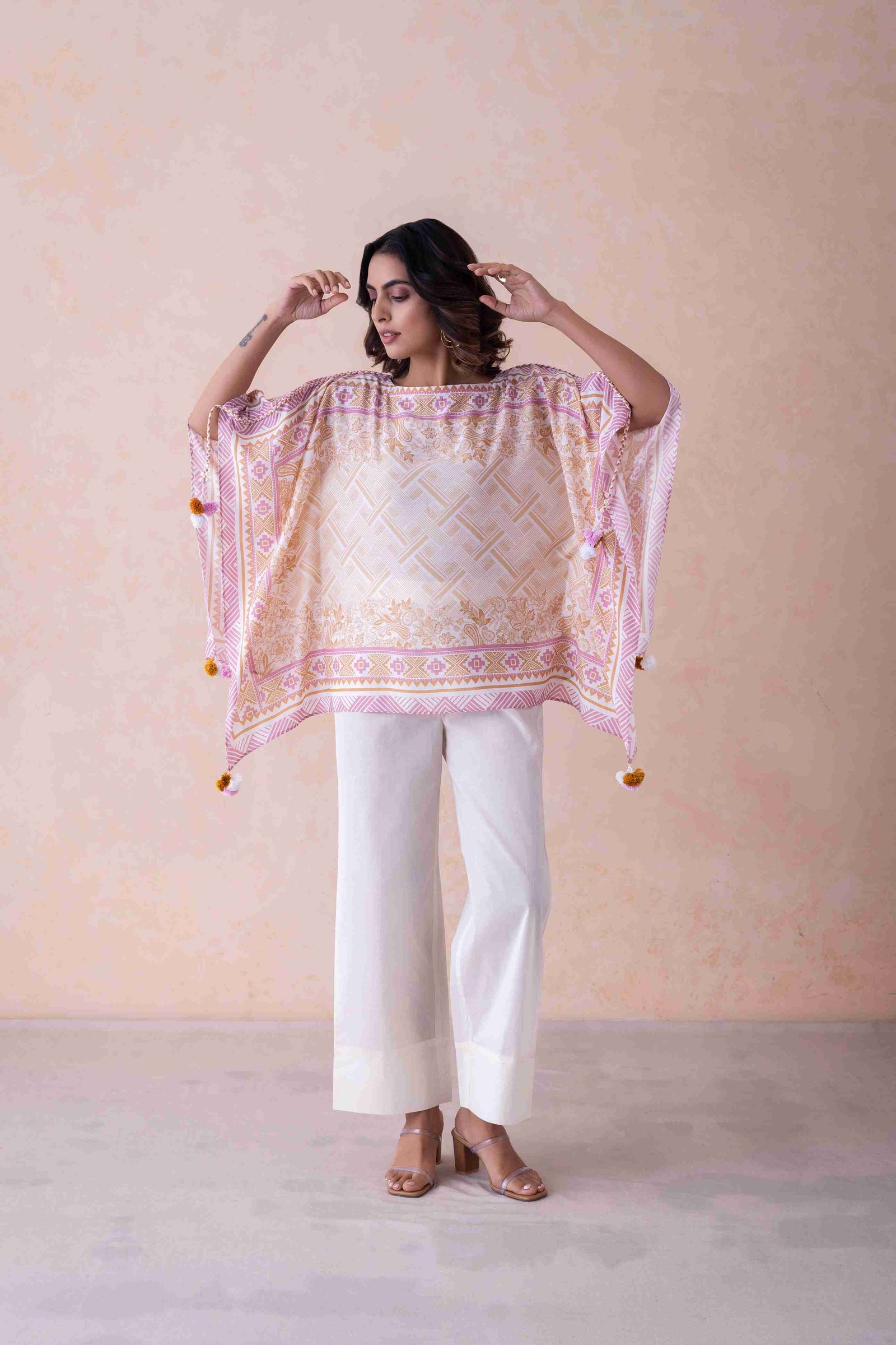 Exquisite Bamber Muslin Tassel Embellished Kurti Top