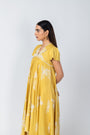 Floral Embroidered Yellow Kurta with Ivory Straight Pants