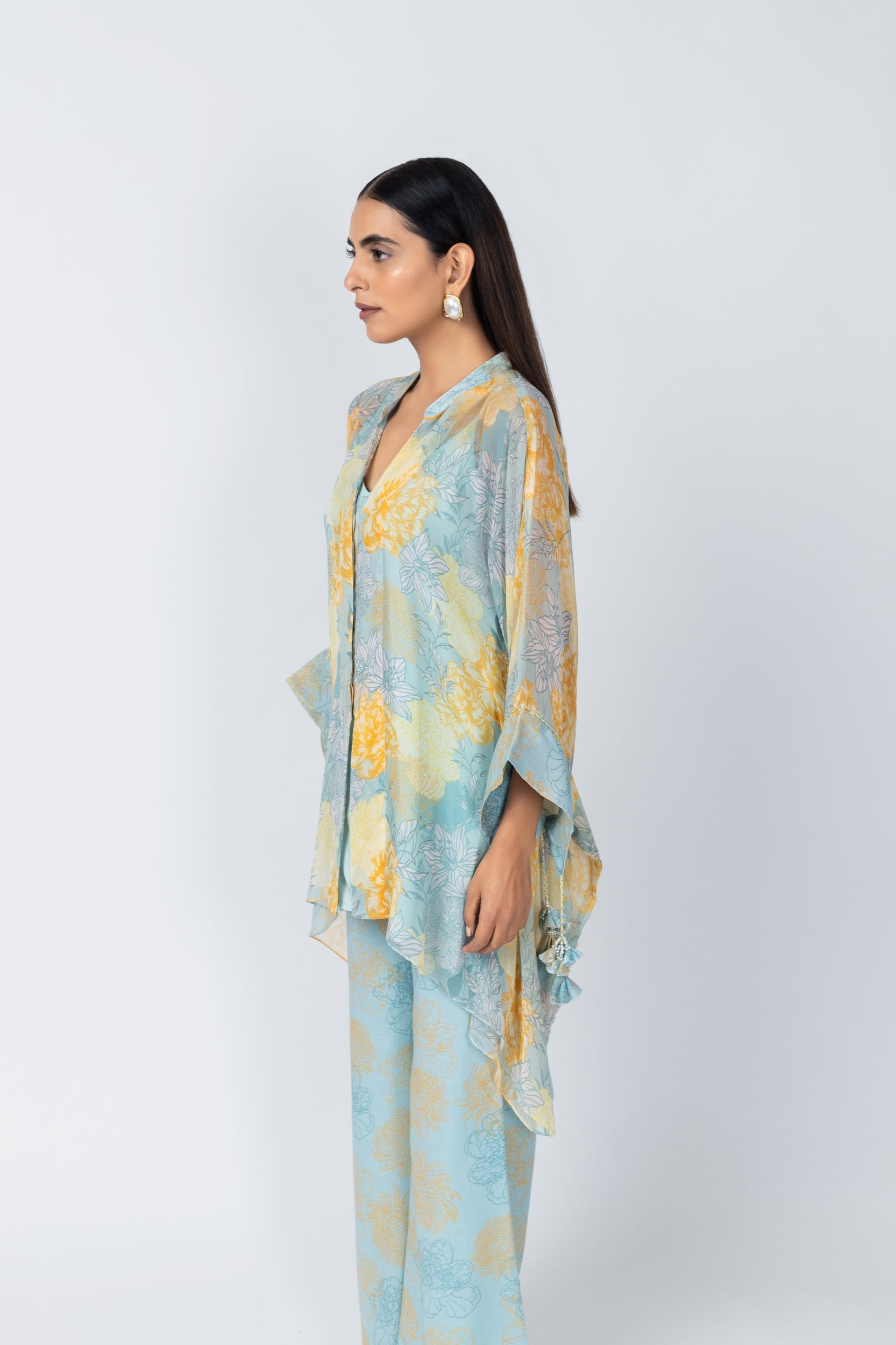 Blue & Yellow Floral Printed Co-ord Set