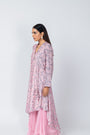 Wrap Asymmetric Printed Kurta with Baby Pink Sharara