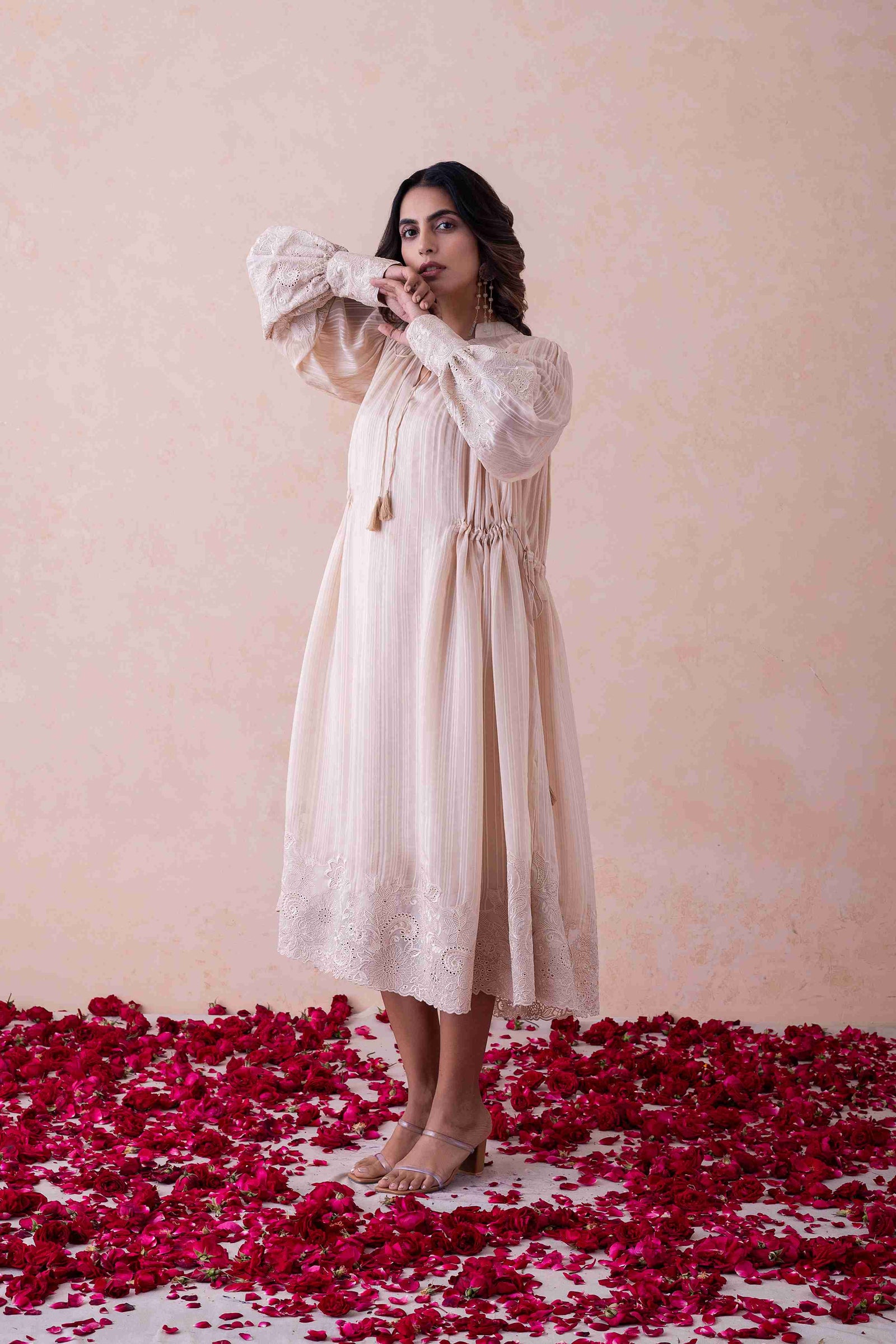 Noor - Pleated Organza Ensemble Dress