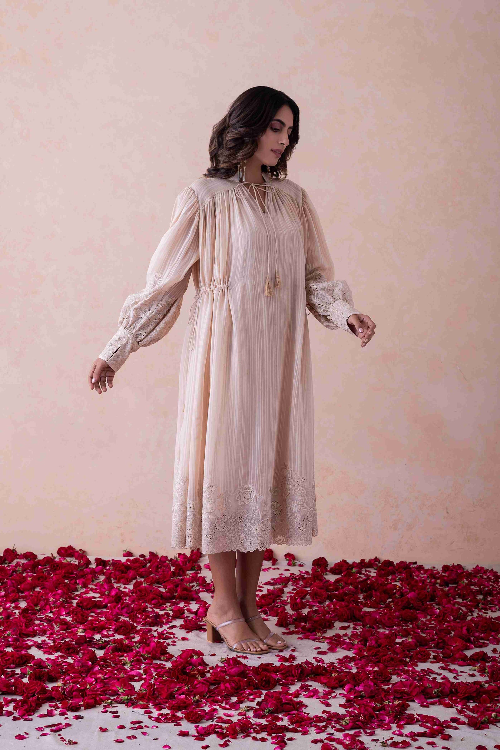Noor - Pleated Organza Ensemble Dress