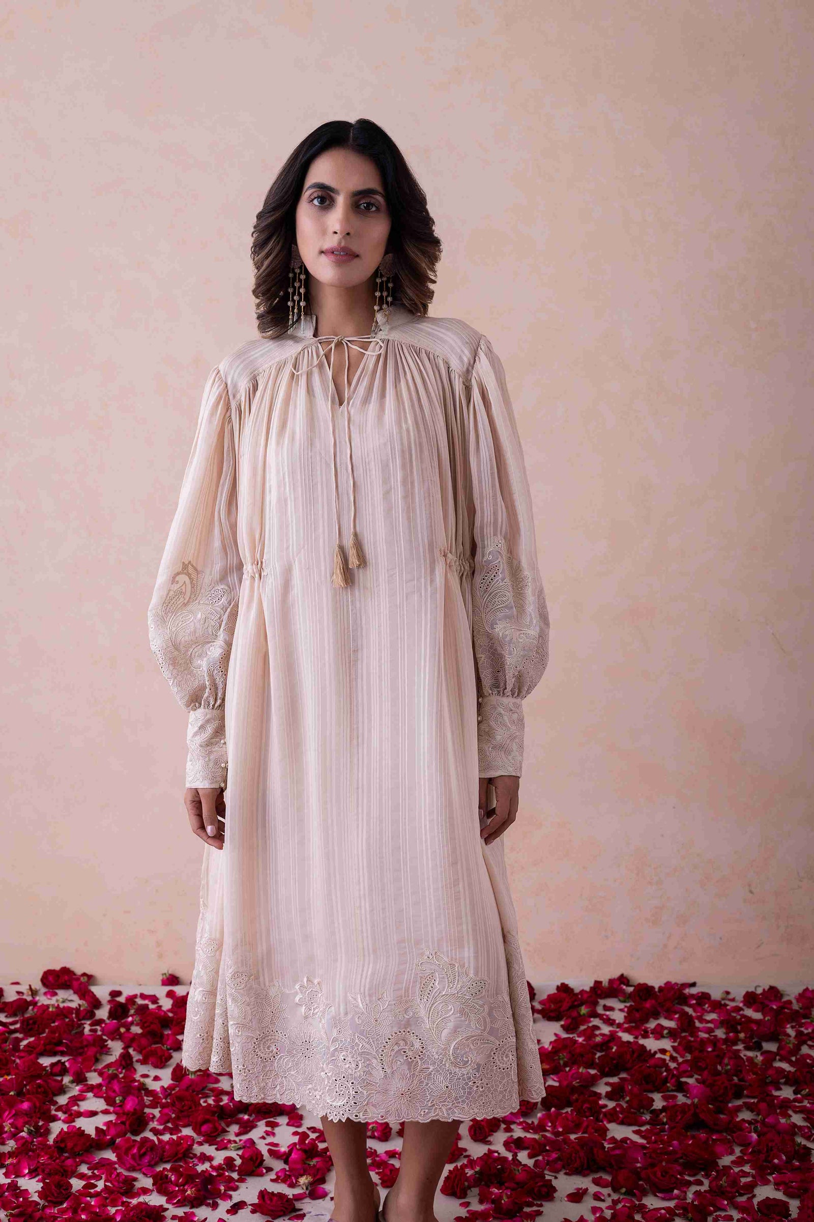 Noor - Pleated Organza Ensemble Dress