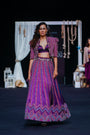 Dark purple Fully embellished Ajrakh lehenga and jacket with bralette