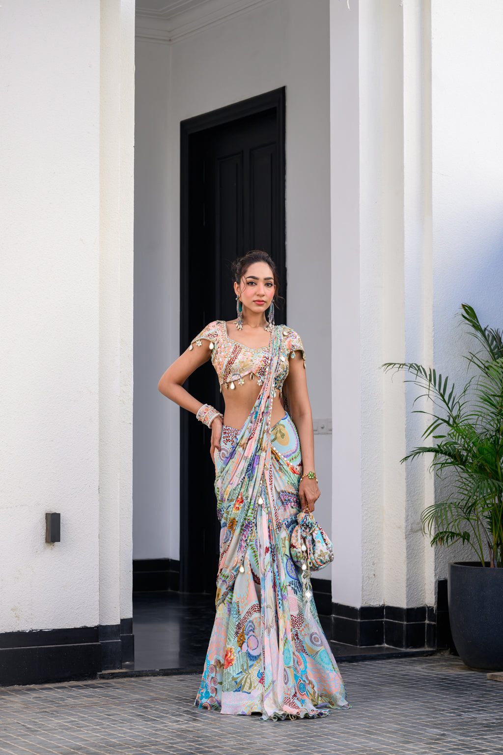Gardenia Highlighted Saree