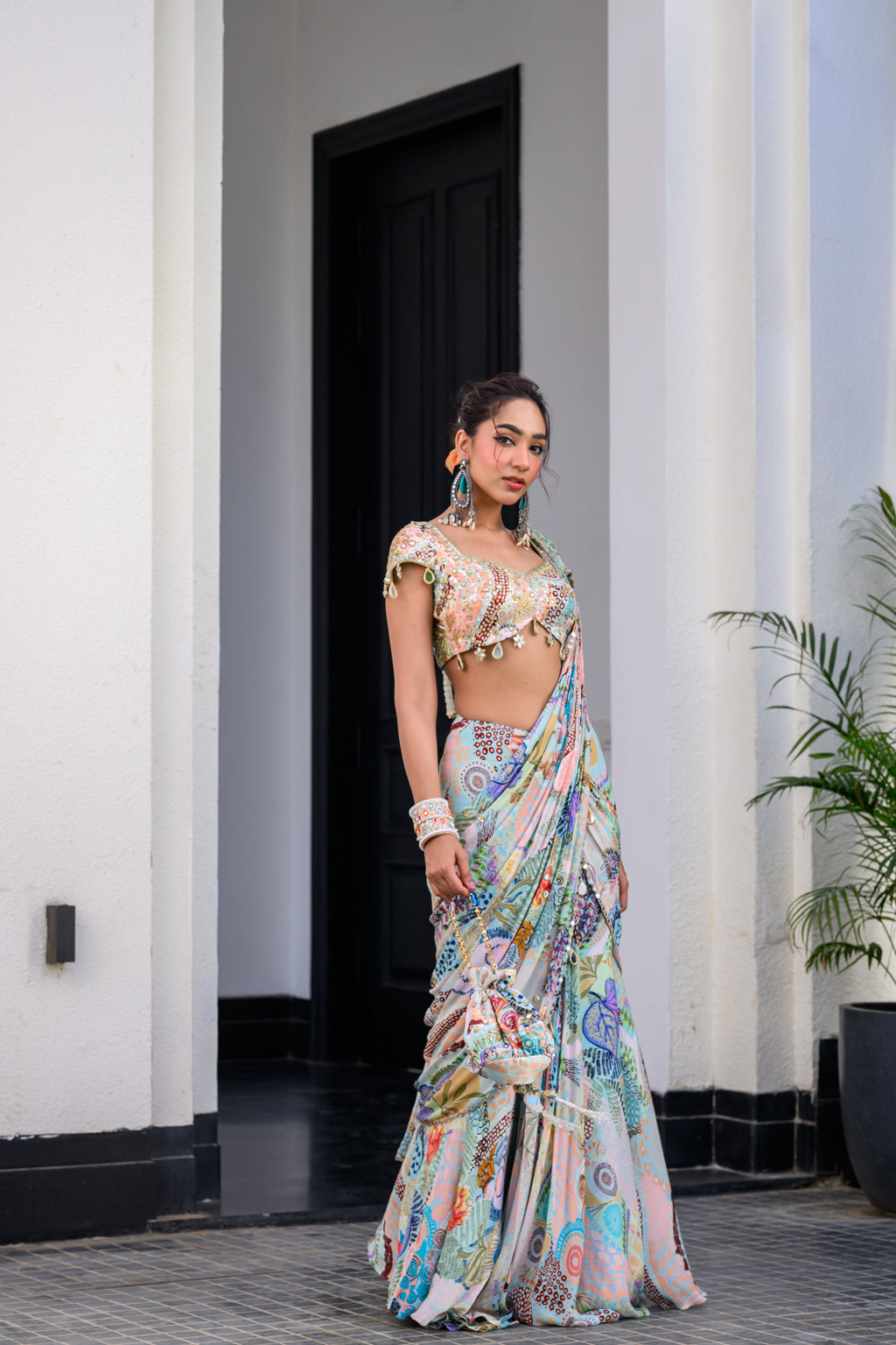 Gardenia Highlighted Saree