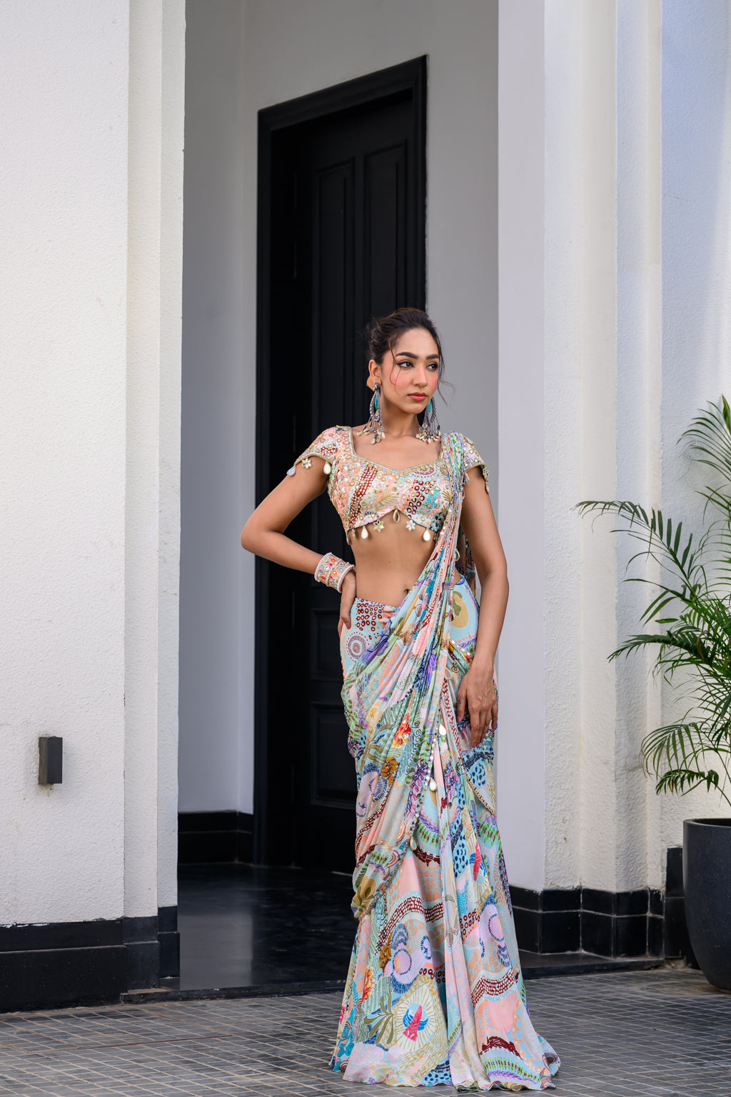 Gardenia Highlighted Saree