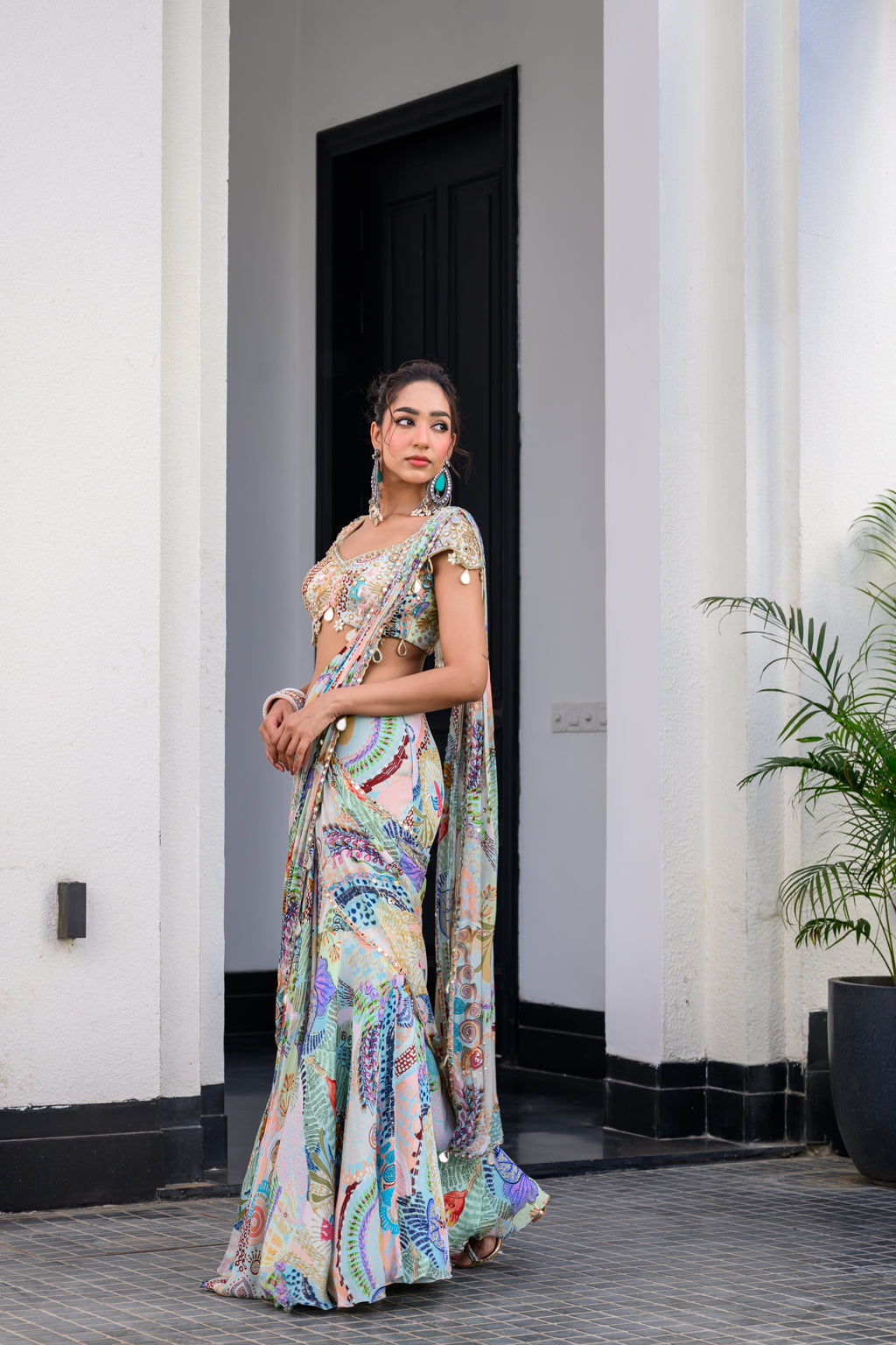 Gardenia Highlighted Saree